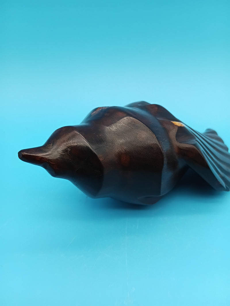 Hand-carved ironwood conch shell coastal decor 6.5 inches