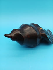 Hand-carved ironwood conch shell coastal decor 6.5 inches