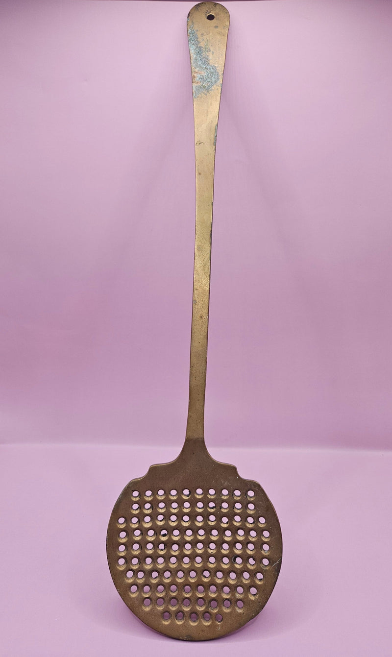 Vintage Large Brass Skimmer Spoon