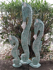 Wooden Seahorse Sculpture – Blue, Teal, or Brown Coastal Decor | Loving Coastal Living