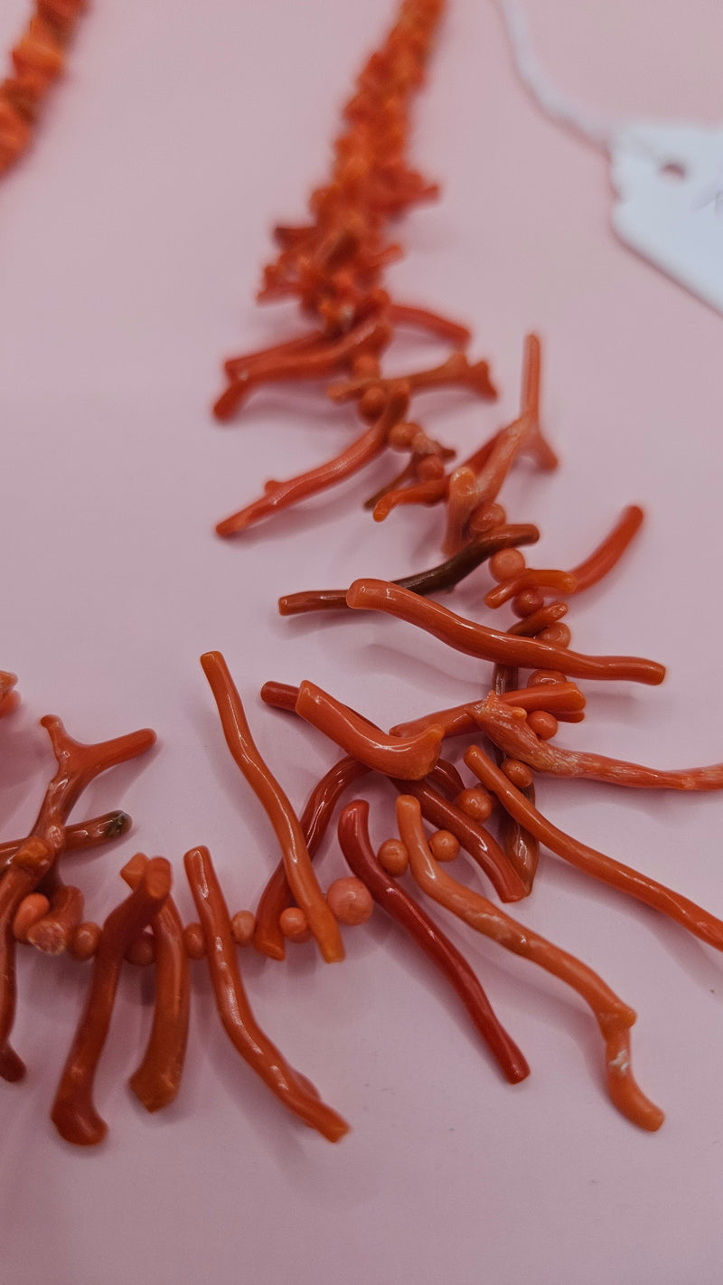 23g strand of natural Mediterranean red coral beads in branch shapes. Perfect for DIY artisan jewelry making and bold coastal designs.