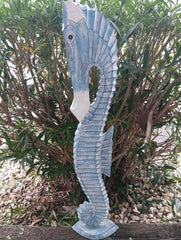 Wooden Seahorse Sculpture – Blue, Teal, or Brown Coastal Decor | Loving Coastal Living