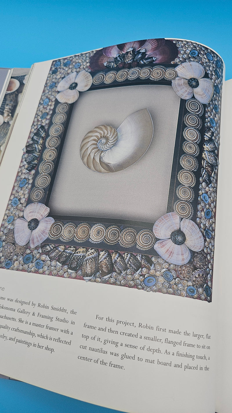 Shell Chic hardcover book by Marlene Hurley Marshall, coastal décor guide featuring seashell-decorated projects, photography by Sabine Vollmer von Falken, 2002 Storey Publishing edition.