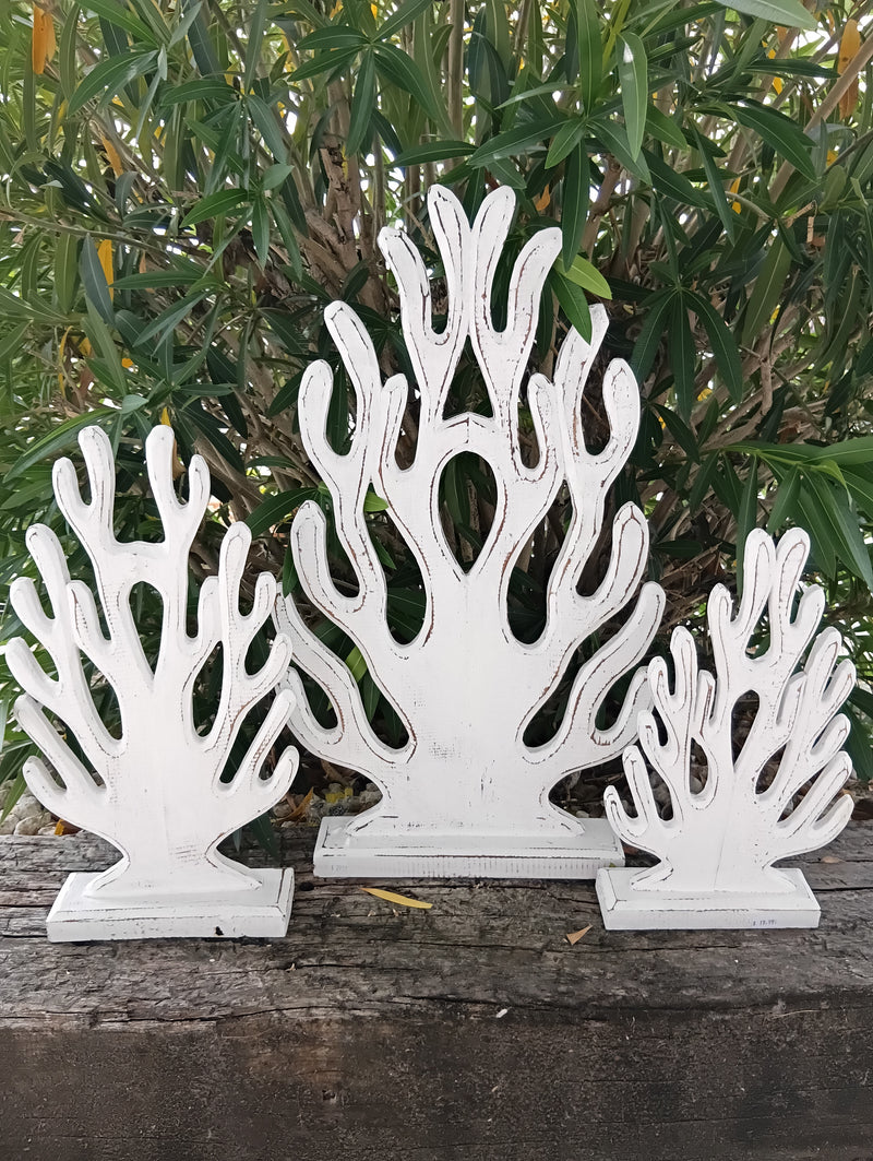  White Wooden Coral Sculpture Coastal Decor – Loving Coastal Living