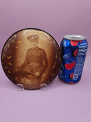 Vintage Military Man Celluloid Photo Button