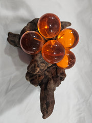 1960's Vintage Lucite Grapes On Driftwood