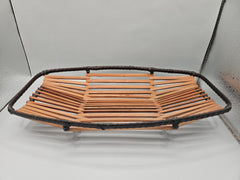 A vintage mid-century 1950s wooden Japanese fruit basket, measuring 12.5