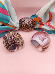 Vintage Cowrie Shell Napkin Holders – Floral & Seahorse Etched Designs Coastal Dining Set
