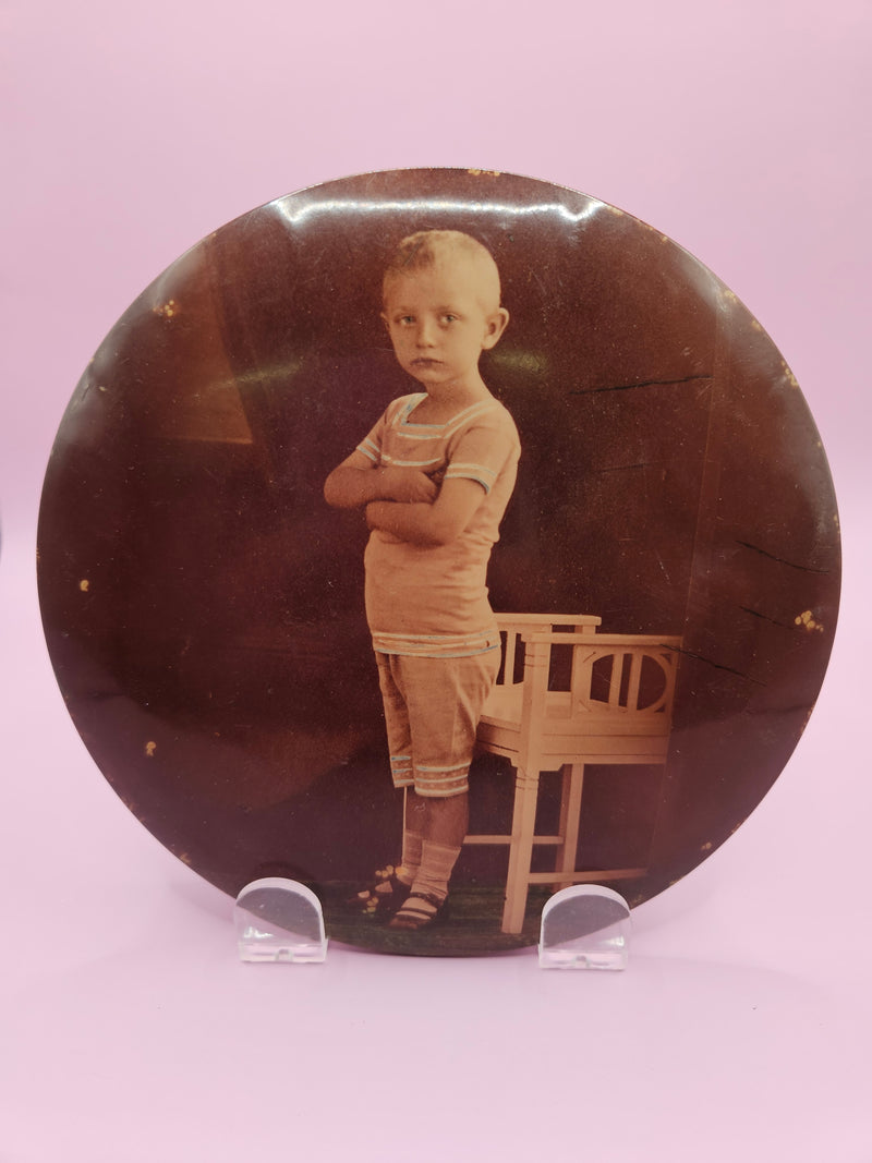 Vintage Celluloid Photo Button Young Boy