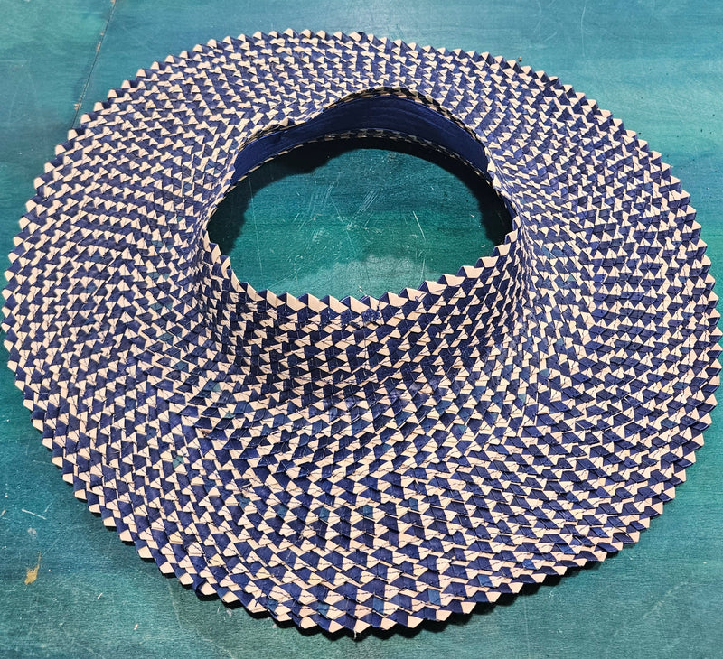 Large 17" open-top woven straw sun hats in assorted colors including black, orange, lime, and natural