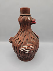 Vintage Mexican Terracotta Hand Painted Bird Bank with Top Hat, 6.5