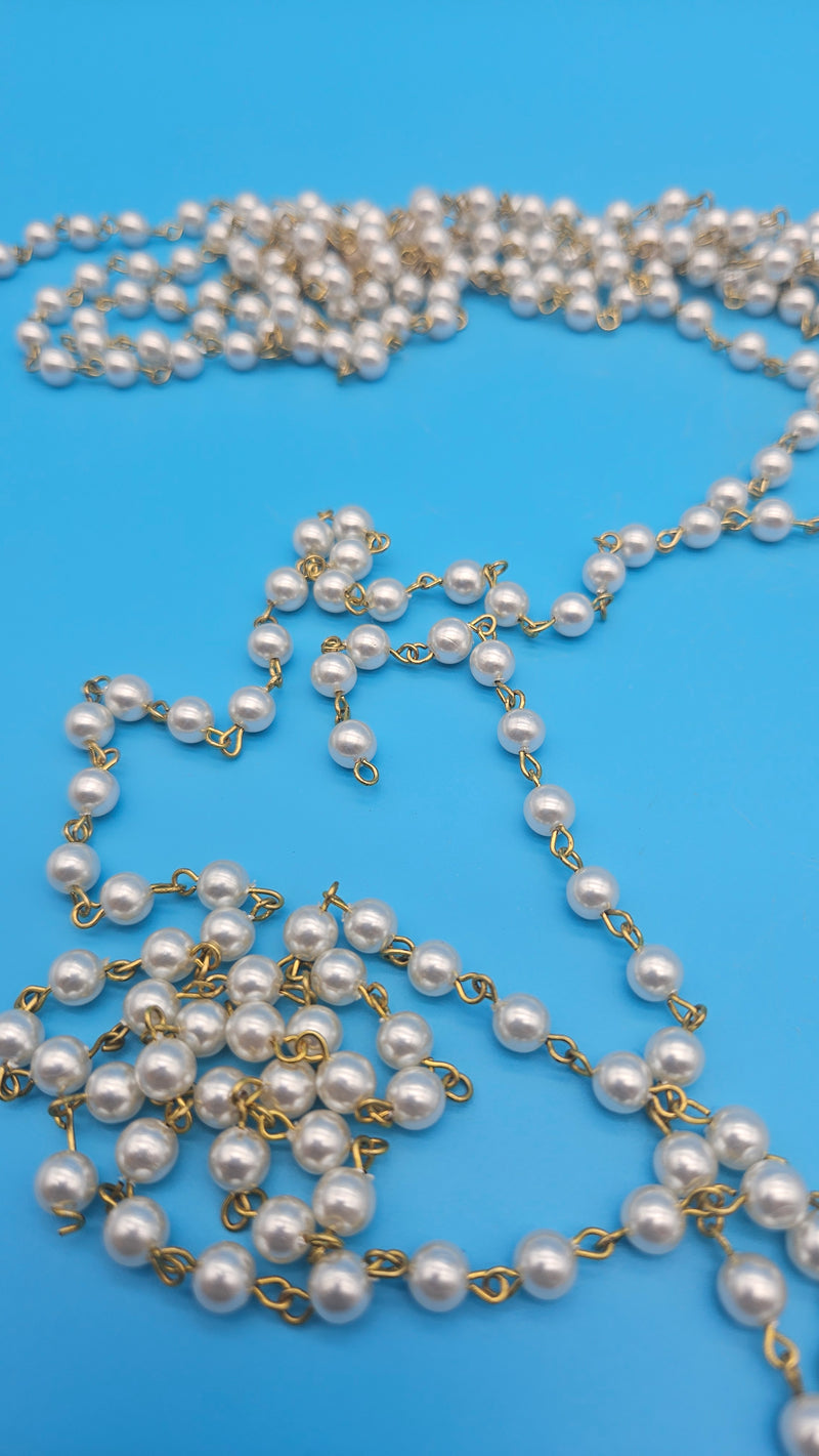 Vintage String of 6mm Pearls – 58 Inches for Crafting, Jewelry Making, or Garland