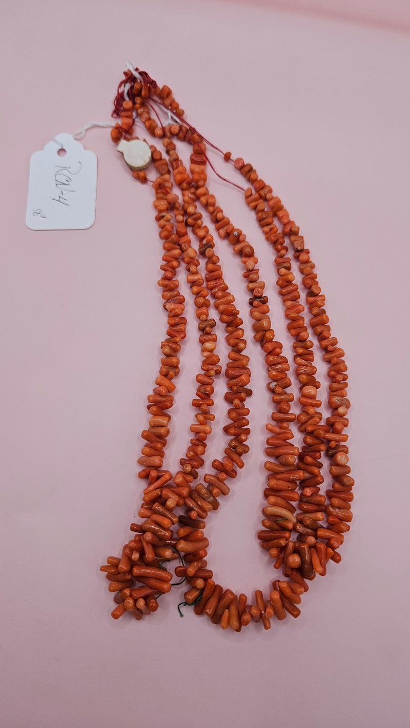Strand of Mediterranean red coral beads for jewelry making, 60 grams, irregular polished pieces in warm red hues