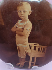 Vintage Celluloid Photo Button Young Boy