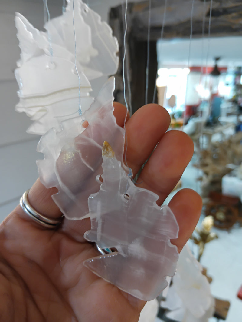 Hand-carved unicorn onyx wind chime with cascading stone unicorns, 17 inches long – Loving Coastal Living