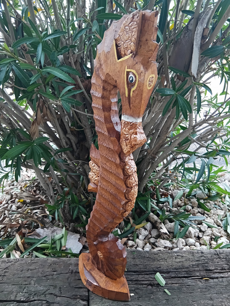 Wooden Seahorse Sculpture – Blue, Teal, or Brown Coastal Decor | Loving Coastal Living
