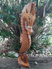 Wooden Seahorse Sculpture – Blue, Teal, or Brown Coastal Decor | Loving Coastal Living