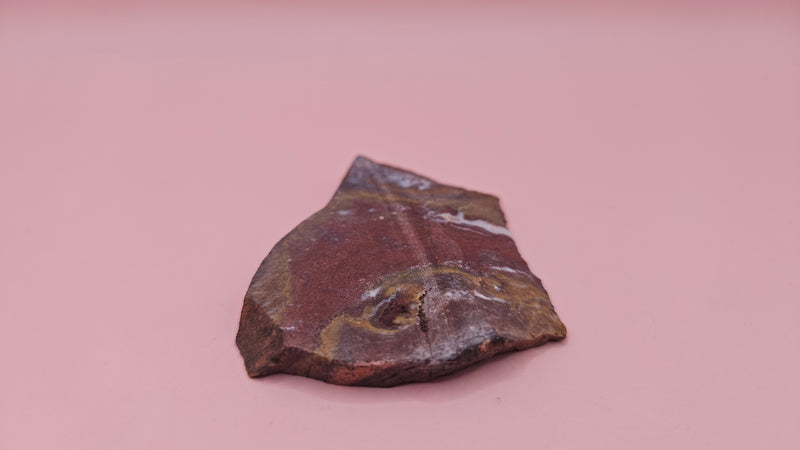 32 gram Hatch NM rhyolite slab with deep red, golden yellow, and gray flow banding – polished volcanic stone for display or lapidary use
