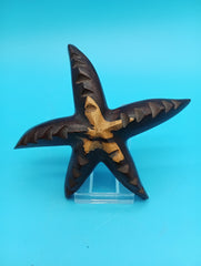Hand-carved 4-inch ironwood starfish coastal déco