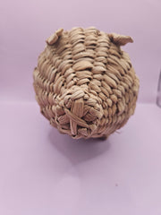 Wicker rattan hanging pig decor, 8.5 inches by 4.5 inches, perfect for rustic or boho-style home decor