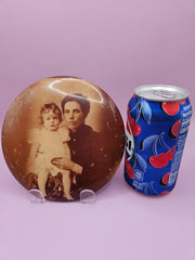 Vintage Celluloid Photo Button Mother And Child