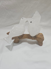 Vintage Onyx Love Birds On A Branch