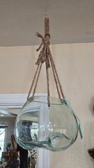 Hanging Glass Molten Terrarium with Rope