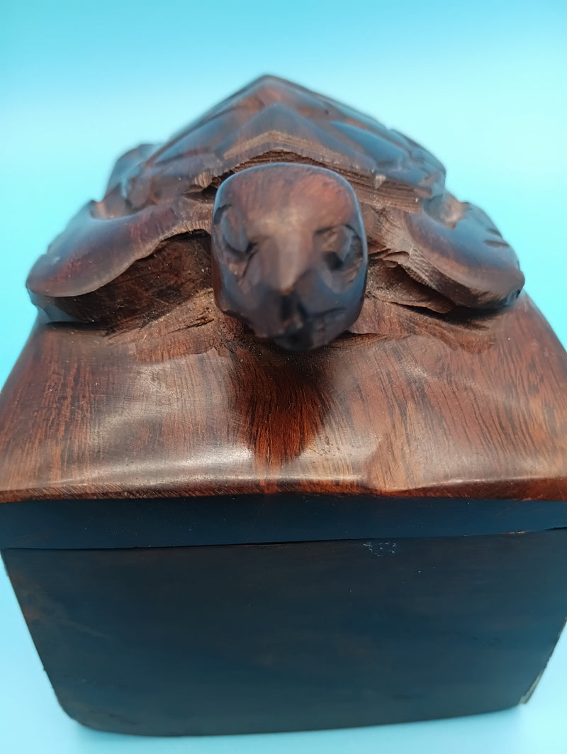 Carved turtle box head detail 2