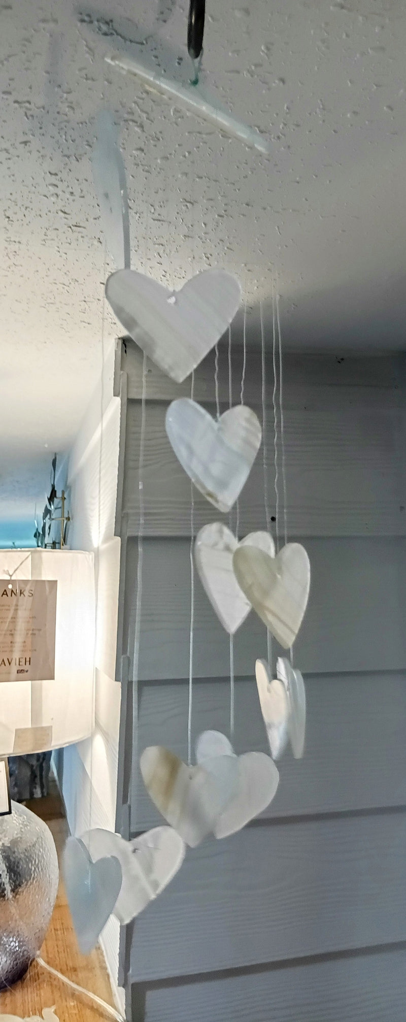 Hand-carved onyx heart wind chime with cascading stone hearts, 17 inches long – Loving Coastal Living