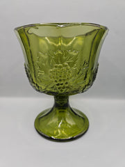  vintage Colony Glass Harvest Green Grape Panel footed planter vase, measuring 6.5