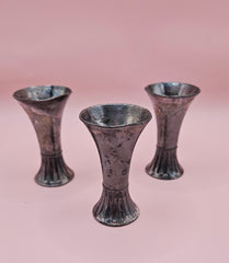 Set of three vintage silver-plated pewter cups with flared Art Nouveau design,  WMF, circa early 1900s
