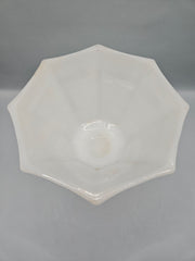 vintage milk glass candy dish with a harvest grape design, measuring 4.75