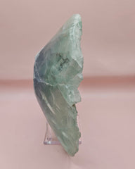 Polished fluorite crystal bowl with green banding, measuring 8.5 inches wide.