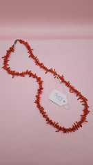 24-inch strand of Mediterranean red coral beaded necklace  with clasp, 36g, natural red branch shapes for DIY jewelry making