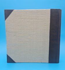 Coastal woven seashell photo album with raffia bow, 50 pages, 9x9 scrapbook.