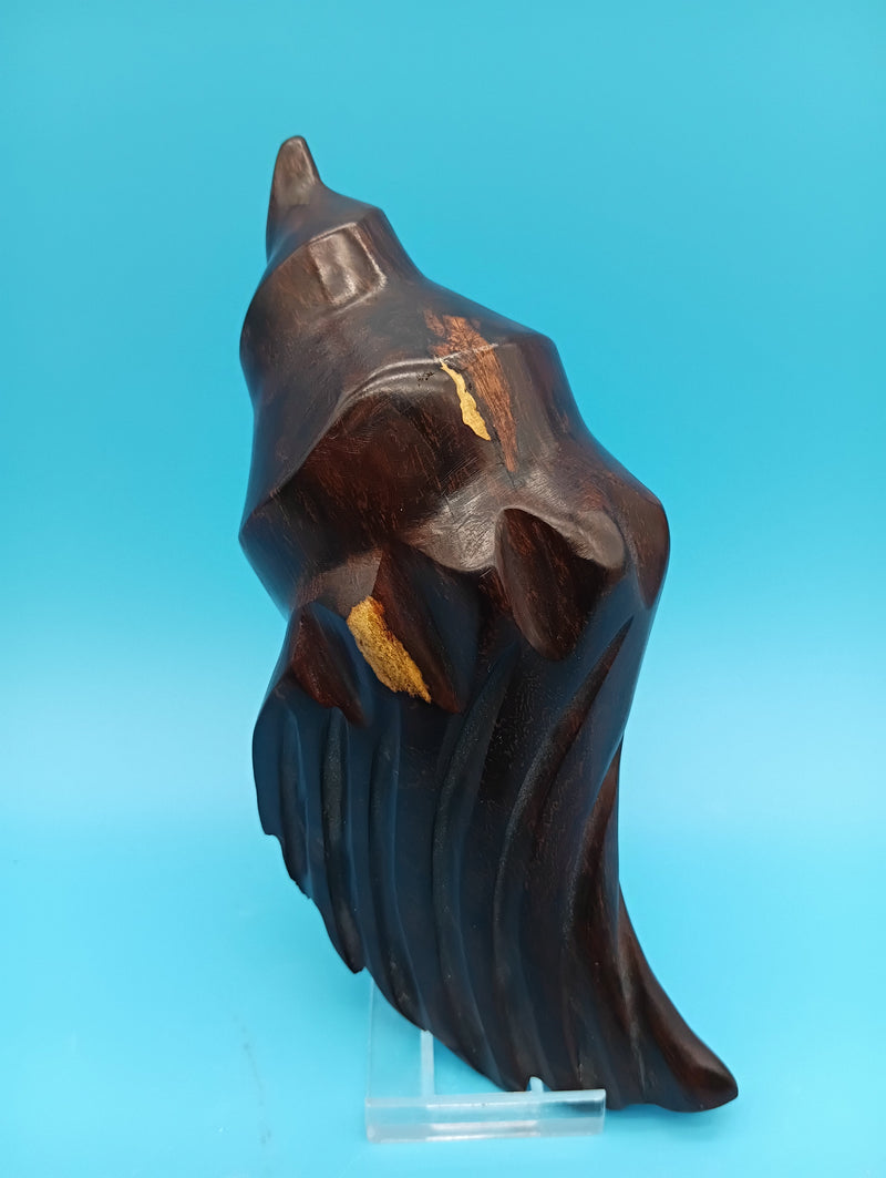 Hand-carved ironwood conch shell coastal decor 6.5 inches