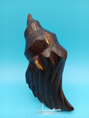 Hand-carved ironwood conch shell coastal decor 6.5 inches