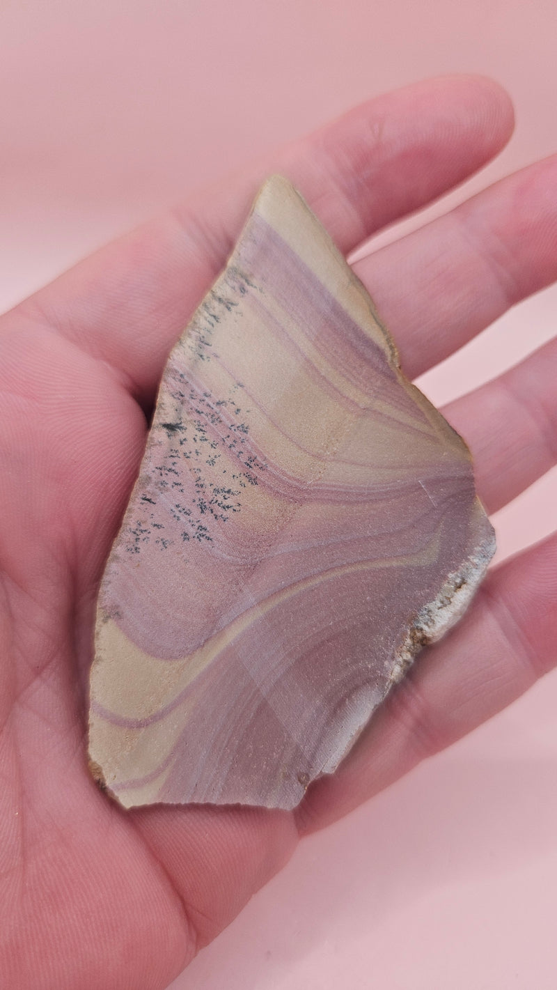32 gram Hatch NM rhyolite slab with deep red, golden yellow, and gray flow banding – volcanic stone for display or lapidary use