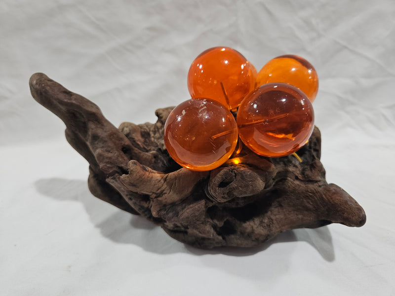 1960's Vintage Lucite Grapes On Driftwood