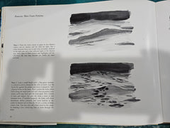 Interior pages of Marine Painting in Oil, showing techniques for painting waves and ocean scenes