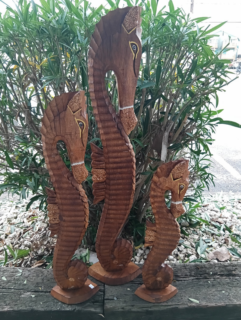 Wooden Seahorse Sculpture – Blue, Teal, or Brown Coastal Decor | Loving Coastal Living