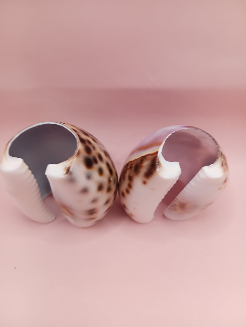 Vintage Cowrie Shell Napkin Holders – Floral & Seahorse Etched Designs Coastal Dining Set