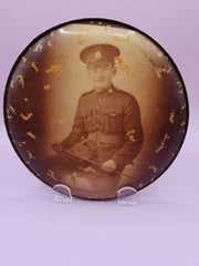 Vintage Military Man Celluloid Photo Button