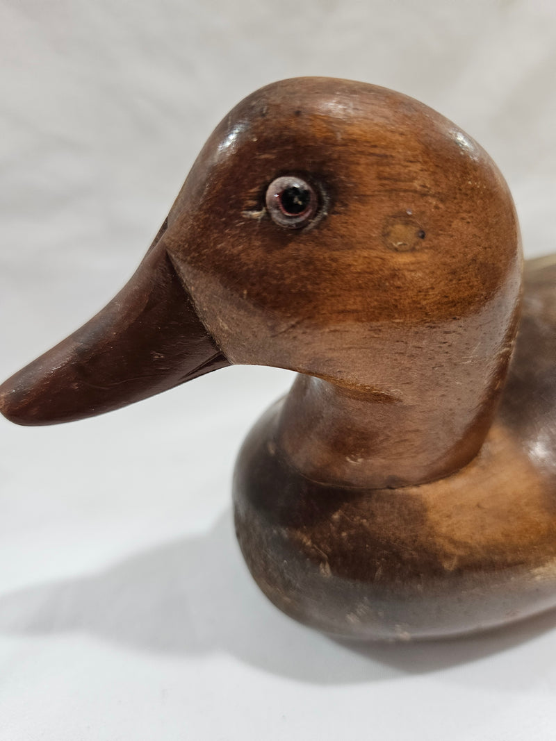 Vintage Wood Duck Decoy With Glass Eye