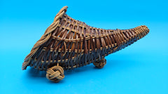 Brown woven rattan cornucopia basket