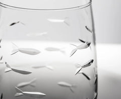 School of Fish Etched Glassware