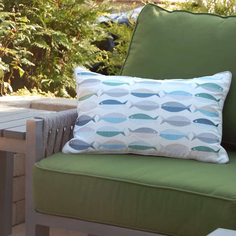 Sea Glass Fish Pattern Indoor/Outdoor Pillow - pillowRightside Design