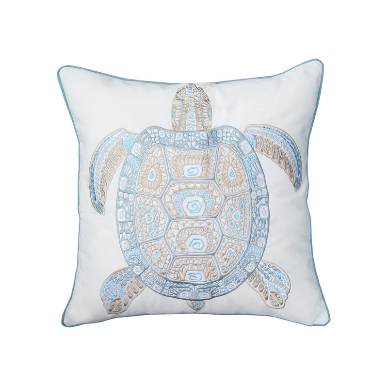 Sea Glass Tribal Turtle Indoor/Outdoor Throw Pillow - Rightside Design