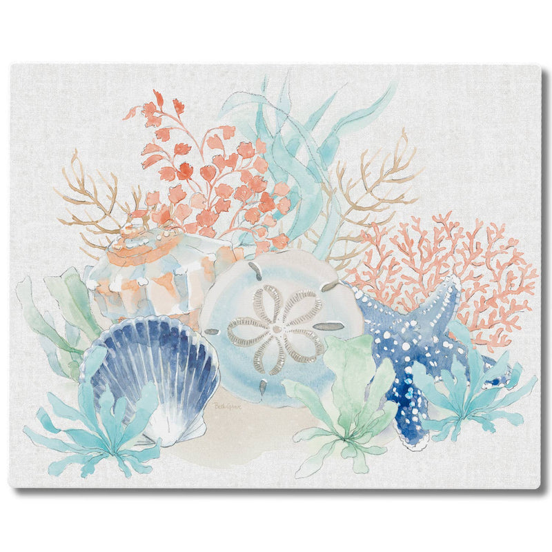 Seaside 15" x 12" Tempered Glass Cutting Board - CounterArt/Highland Home/Thirstystone/CoasterStone