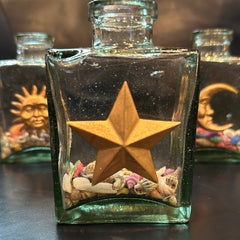Shell Filled Bottle with Astrological Accents Trio - Loving Coastal Living